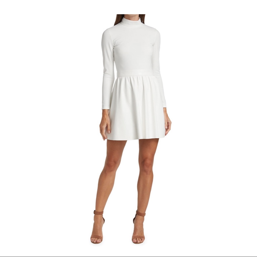 Alice + Olivia Nwt Chara Vegan Leather Skater Dress Size 6